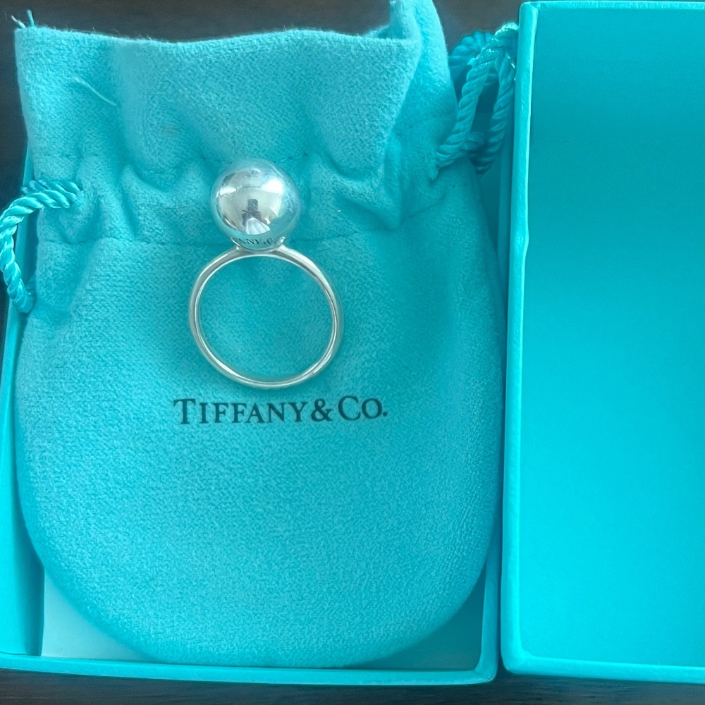 Tiffany & Co. Hardwear 12mm Ball Bead Ring Size 7.5 Silver w/Box & Pouch
